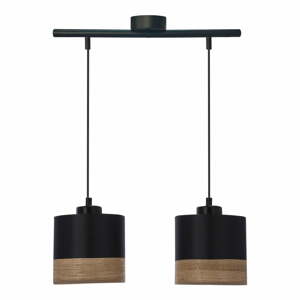 Čierne závesné svietidlo s textilným tienidlom ø 15 cm Porto – Candellux Lighting