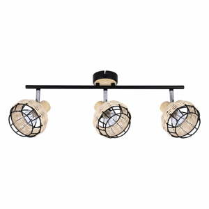 Čierno-krémové stropné svietidlo s tienidlom z kovu a ratanu ø 12 cm Tajga – Candellux Lighting
