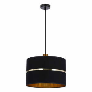 Čierne závesné svietidlo s textilným tienidlom ø 30 cm Assam – Candellux Lighting