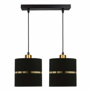 Čierne závesné svietidlo s textilným tienidlom ø 15 cm Assam – Candellux Lighting