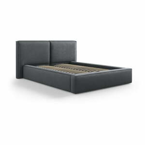 Tmavosivá čalúnená dvojlôžková posteľ s úložným priestorom a roštom 140x200 cm Arendal – Cosmopolitan Design