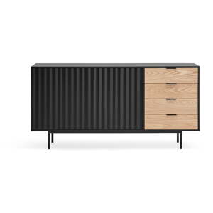 Nízka komoda v dekore duba v čierno-prírodnej farbe 159x80 cm Sierra – Teulat