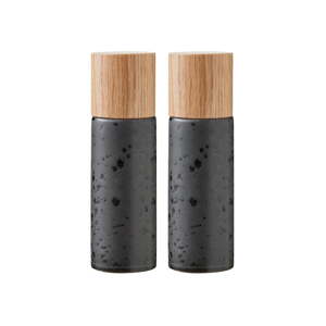 Súprava 2 čiernych kameninových mlynčekov na soľ a korenie Bitz Basics Black