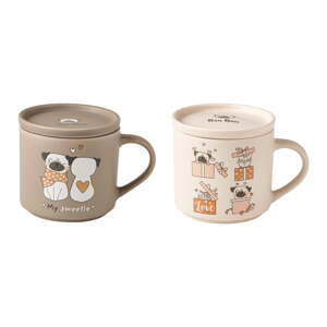 Béžovo-svetlohnedé porcelánové hrnčeky v súprave 2 ks 35 ml – Brandani