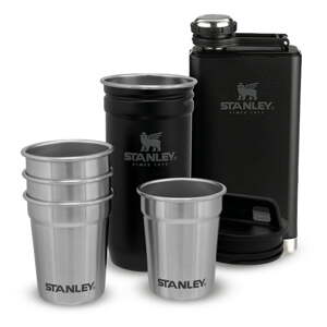 Čierna antikoro súprava ploskačky a štamperlíkov 6 ks 250 ml – Stanley