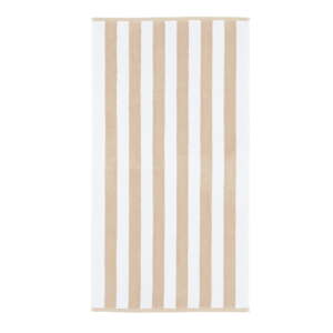 Biela/béžová bavlnená osuška 70x120 cm Stripe Jacquard – Bianca