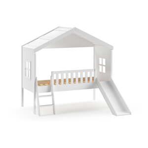 Biela domčeková/vyvýšená detská posteľ z borovicového dreva 90x200 cm Housebed – Vipack