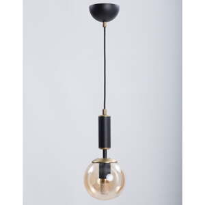 Žlté/čierne závesné svietidlo so skleneným tienidlom ø 15 cm Hector – Squid Lighting