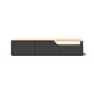 TV stolík s doskou v dekore duba v čierno-prírodnej farbe 180x38 cm Verone – TemaHome