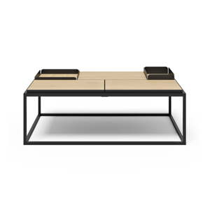 Konferenčný stolík s doskou v dekore duba v čierno-prírodnej farbe 75x120 cm Douro – TemaHome