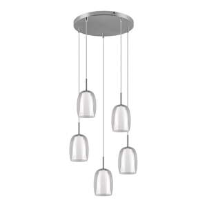 Závesné svietidlo so skleneným tienidlom ø 48 cm v striebornej farbe Barret – Trio Select