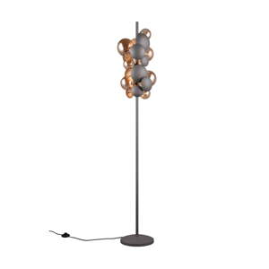 Stojacia lampa so skleneným tienidlom v sivo-zlatej farbe (výška 155 cm) Bubble – Trio Select