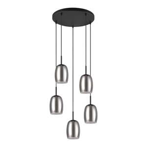 Závesné svietidlo so skleneným tienidlom ø 48 cm v čierno-striebornej farbe Barret – Trio Select