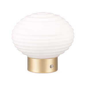 Stmievateľná LED stolová lampa v bielej a zlatej farbe so skleneným tienidlom (výška 14,5 cm) Earl – Trio