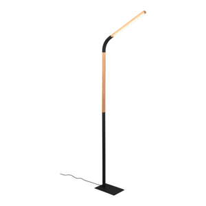 LED stojacia lampa v čiernej a prírodnej farbe s dreveným tienidlom (výška 169,5 cm) Norris – Trio