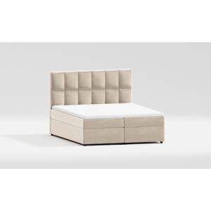 Béžová boxspring posteľ s úložným priestorom 180x200 cm Flip – Ropez