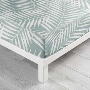 Bielo-zelená napínacia bavlnená plachta 90x190 cm Botania – douceur d'intérieur