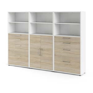 Modulárna knižnica v bielo-prírodnej farbe v dekore duba 268x189 cm Prima – Tvilum