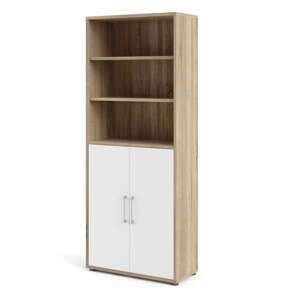 Modulárna knižnica v bielo-prírodnej farbe v dekore duba 89x222 cm Prima – Tvilum