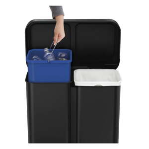 Matne čierny oceľový bezdotykový odpadkový kôš na triedený odpad 58 l – simplehuman