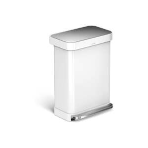 Biely nášľapný oceľový odpadkový kôš 55 l – simplehuman