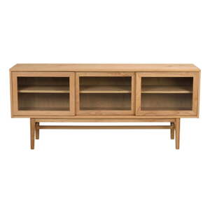 Vitrína v dekore duba s posuvnými dverami v prírodnej farbe 170x75 cm Hazelton – Rowico