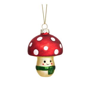 Sklenená ručne vyrobená vianočná ozdoba ø 6 cm Happy Mushroom – Sass & Belle