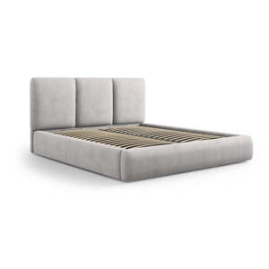 Svetlosivá čalúnená dvojlôžková posteľ s úložným priestorom s roštom 160x200 cm Brody – Mazzini Beds