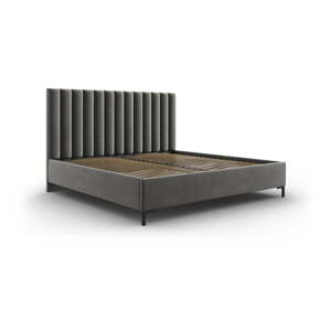 Sivá čalúnená dvojlôžková posteľ s úložným priestorom s roštom 180x200 cm Casey – Mazzini Beds