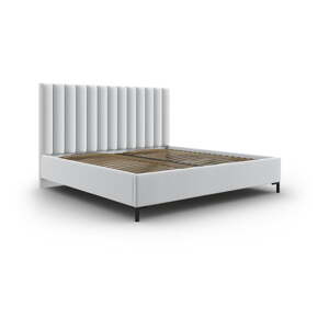 Svetlosivá čalúnená dvojlôžková posteľ s úložným priestorom s roštom 200x200 cm Casey – Mazzini Beds