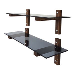 Hnedé sklenené police v súprave 2 ks 85 cm Villy – Kalune Design