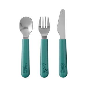 Nerezový detský príbor v tyrkysovej a striebornej farbe 3 ks Deep turquoise – Mepal