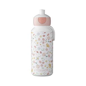 Detská fľaša v bielej a svetloružovej farbe 400 ml Flowers & butterflies – Mepal