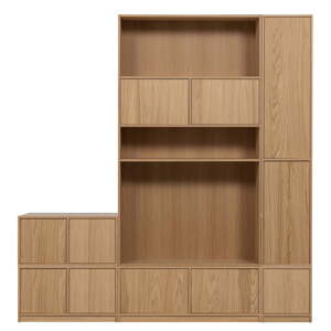 Modulárna knižnica v dekore duba v prírodnej farbe 227x243 cm Modulair – vtwonen