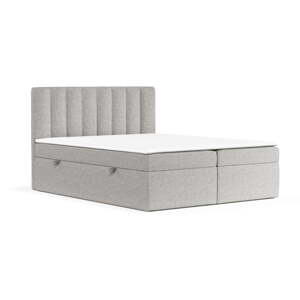 Svetlosivá boxspring posteľ s úložným priestorom 140x200 cm Novento – Maison de Rêve