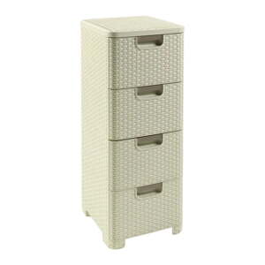 Krémová plastová vysoká kúpeľňová skrinka 33x79 cm Rattan – Curver