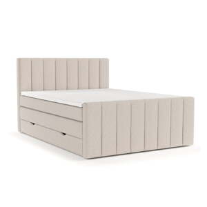 Béžová boxspring posteľ s úložným priestorom 200x200 cm Ruby – Maison de Rêve