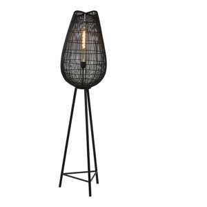 Matne čierna stojacia lampa s kovovým tienidlom (výška 145 cm) Yumi – Light & Living