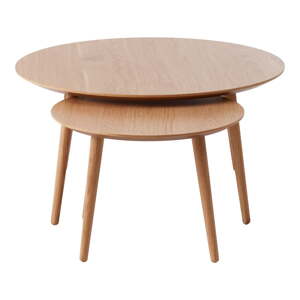 Okrúhle konferenčné stolíky v súprave 2 ks v dekore duba v prírodnej farbe ø 88 cm Adda – Unique Furniture