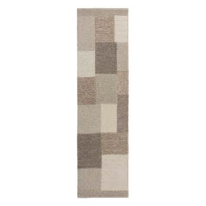 Béžový ručne tkaný behúň s prímesou vlny 60x230 cm Minerals Patchwork – Flair Rugs