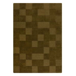 Kaki ručne tkaný vlnený koberec 200x290 cm Checkerboard – Flair Rugs