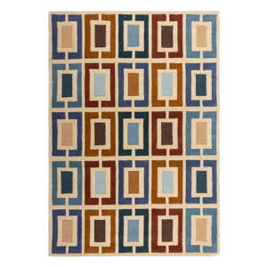 Modro-oranžový ručne tkaný vlnený koberec 80x150 cm Retro Blocks – Flair Rugs