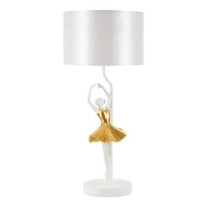 Stolová lampa s textilným tienidlom v bielo-zlatej farbe (výška 64 cm) Dancer – Mauro Ferretti