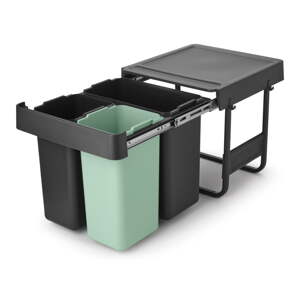 Dotykový plastový odpadkový kôš na triedený odpad v mentolovo-tmavosivej farbe 40 l Sort&Go – Brabantia