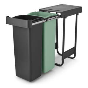 Vstavaný plastový odpadkový kôš na triedený odpad v mentolovo-tmavosivej farbe 60 l Sort&Go – Brabantia