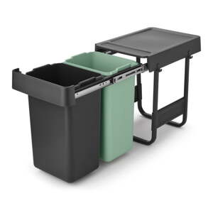 Vstavaný plastový odpadkový kôš na triedený odpad v mentolovo-tmavosivej farbe 30 l Sort&Go – Brabantia