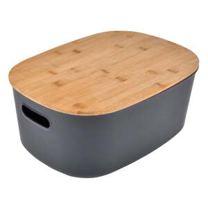 Antracitový plastový úložný box s vekom 24x18x12,5 cm – Homéa