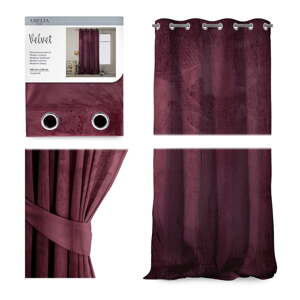 Vínovočervený/ružový zamatový dimout záves 140x270 cm Eyelets – Restilo
