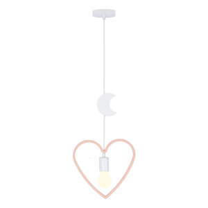 Bielo-svetloružové závesné svietidlo s textilným tienidlom Single – Candellux Lighting