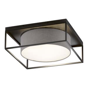 Čierno-sivé stropné svietidlo s textilným tienidlom 60x60 cm Carre – Fischer & Honsel